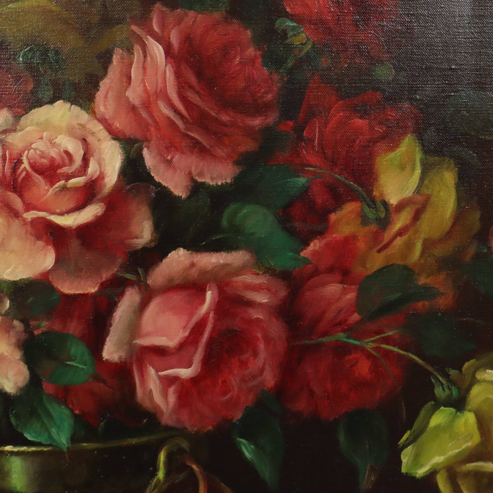 Large Flower Painting Still Life Roses Oil on Canvas 100x60cm