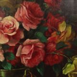 Large Flower Painting Still Life Roses Oil on Canvas 100x60cm