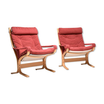 Pair of siesta Alcantara chairs by Ingmar Reilling for Westnofa