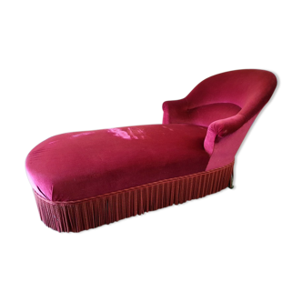 Méridienne crapaud en velours rouge, époque Napoléon III, fin XIXème siècle