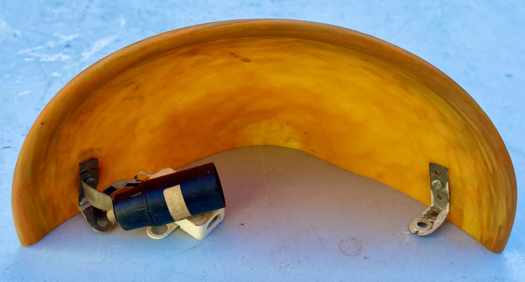 3 Art Deco wall lights in marbled glass signed Cochelin France