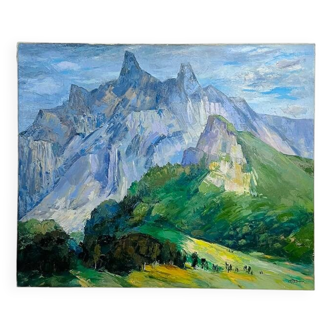 Painting “Alpine Massif”, Robert Barré, 1966, Oil on canvas