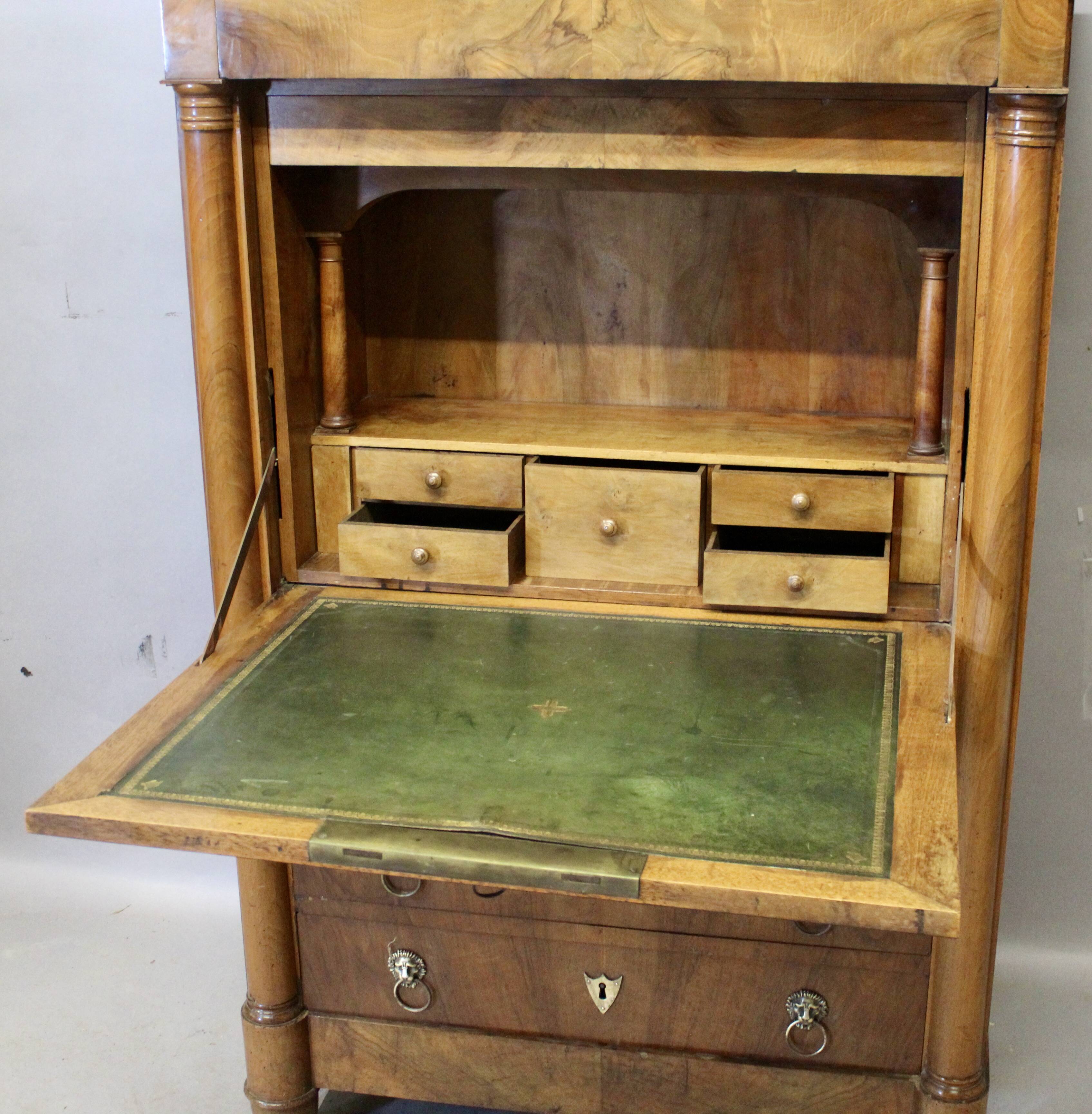 Empire secretary desk in walnut with black marble top