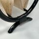 Vintage Round Magazine Rack / Reading Basket, Black Rattan, 1970's
