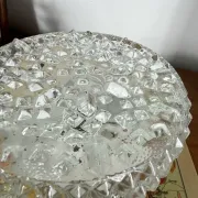 Vintage round wall light ceiling fixture transparent glass 1970s 1980s