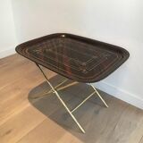 Beautiful table with a brass top and painted sheet metal