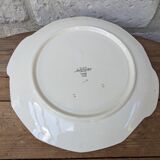 Plate with handles, ceramic serving dish with yellow border and floral decoration Sarreguemines