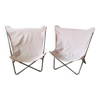 Set of two folding butterfly chairs