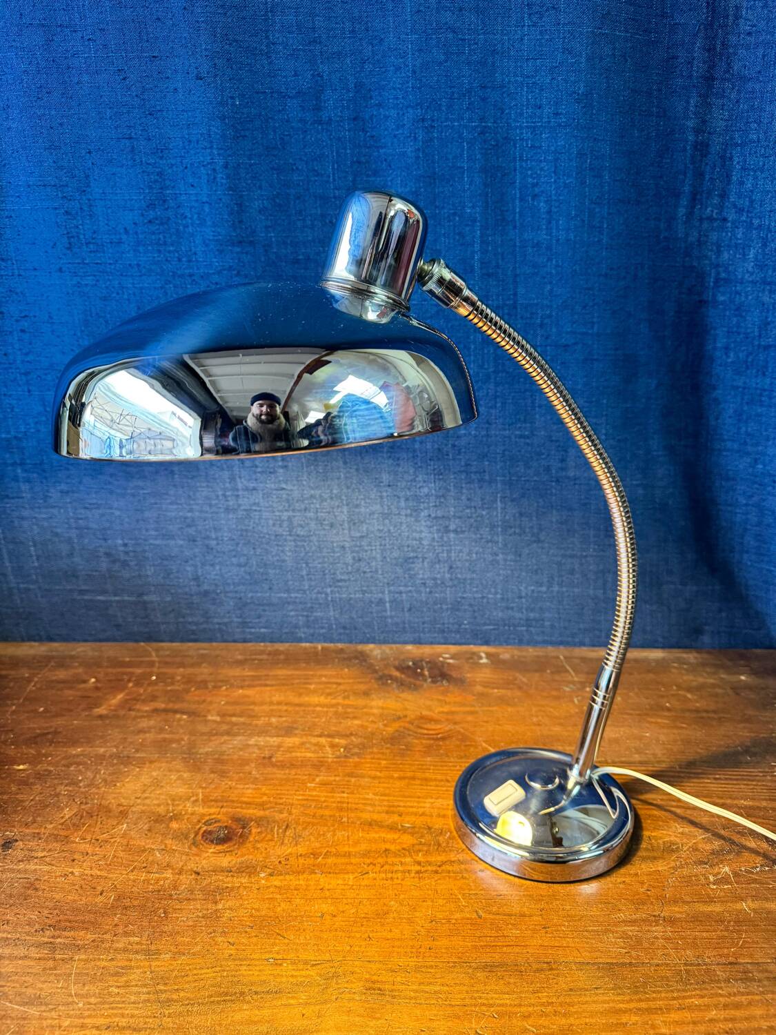 Vintage chrome desk lamp by Giovanni Michelucci for Lariolux