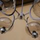 Chandelier 70s metal chrome with 4 glass globes