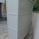 1950s wardrobe, 2 doors, one bar, 3 shelves, re-enchanted in pearl gray with waxed finish.