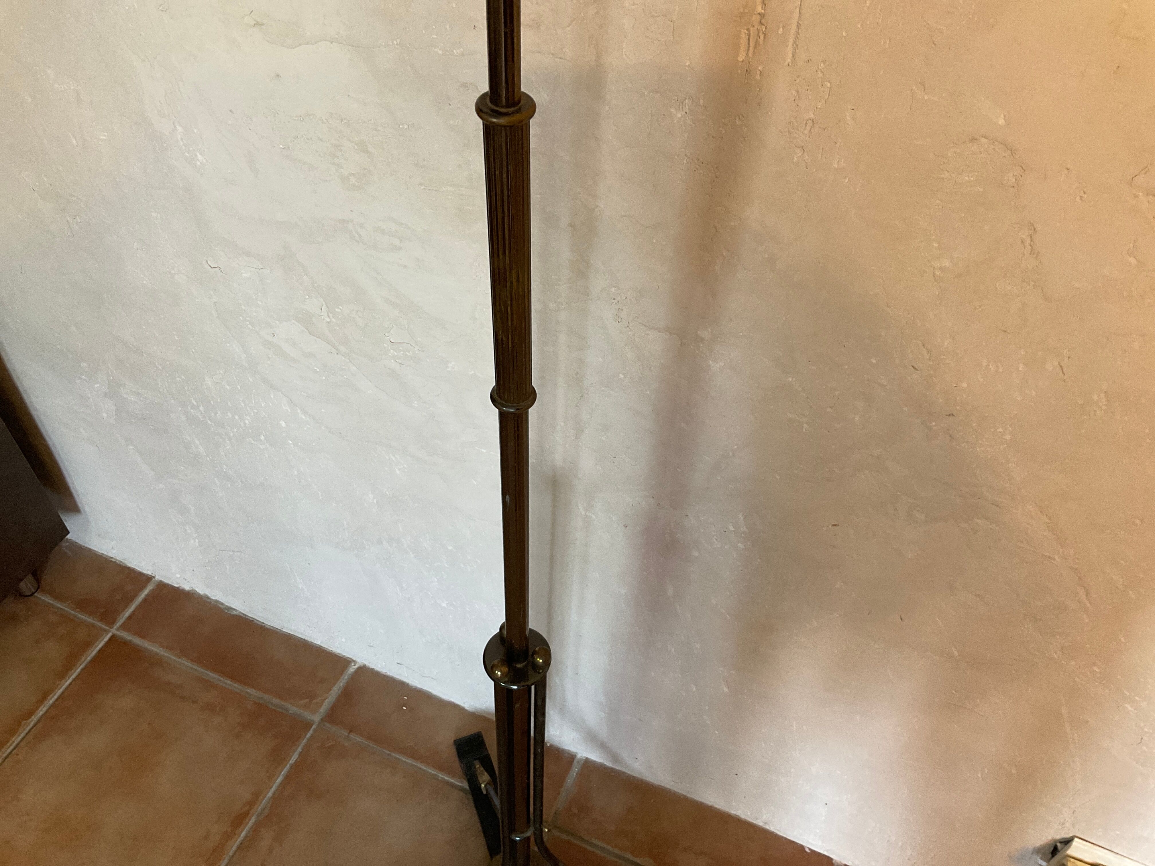 Lampadaire design bronze ,laqué noir et coupelle en verre