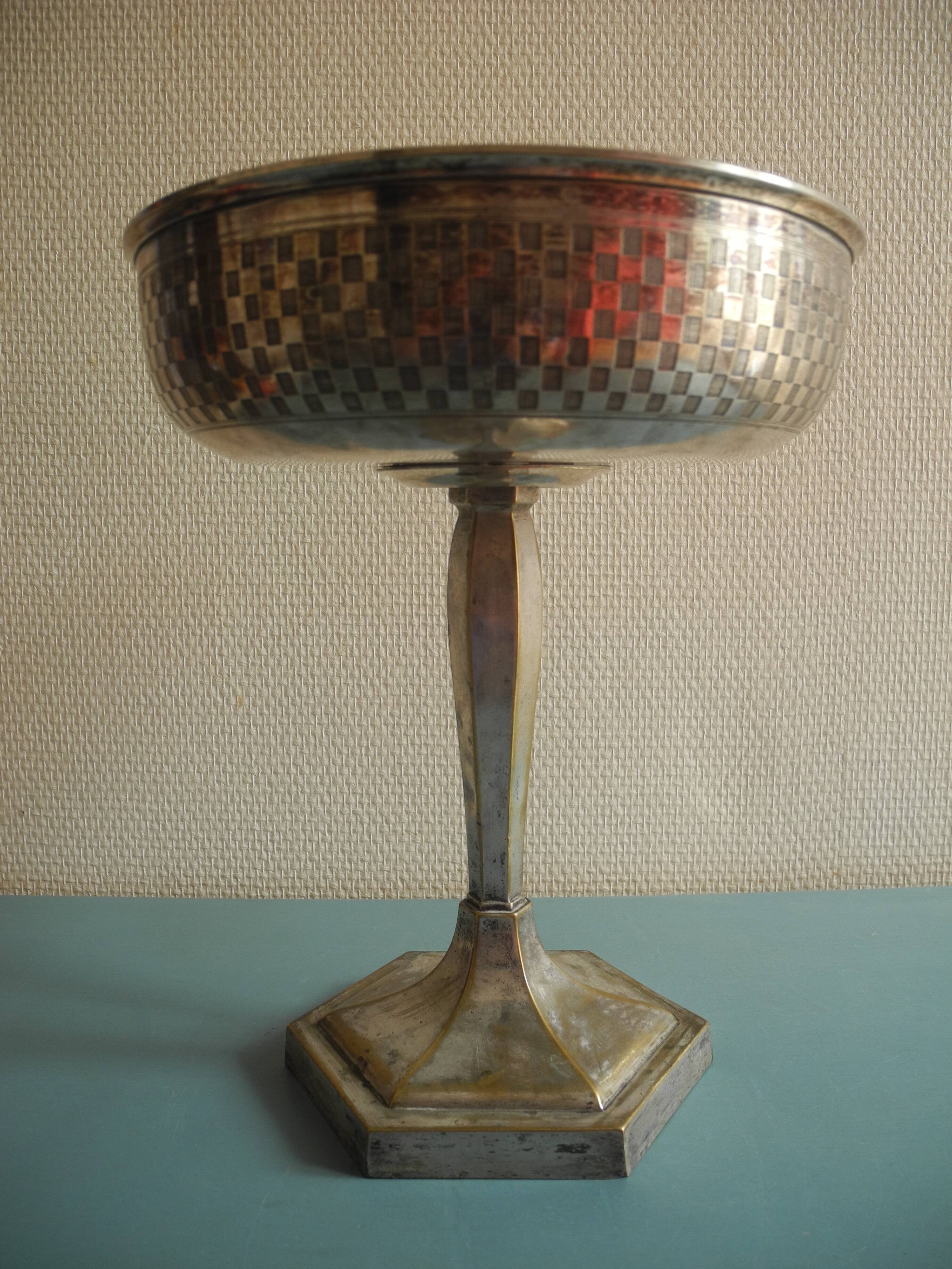 vintage centre table cup silver-plated art deco French silver metal cup