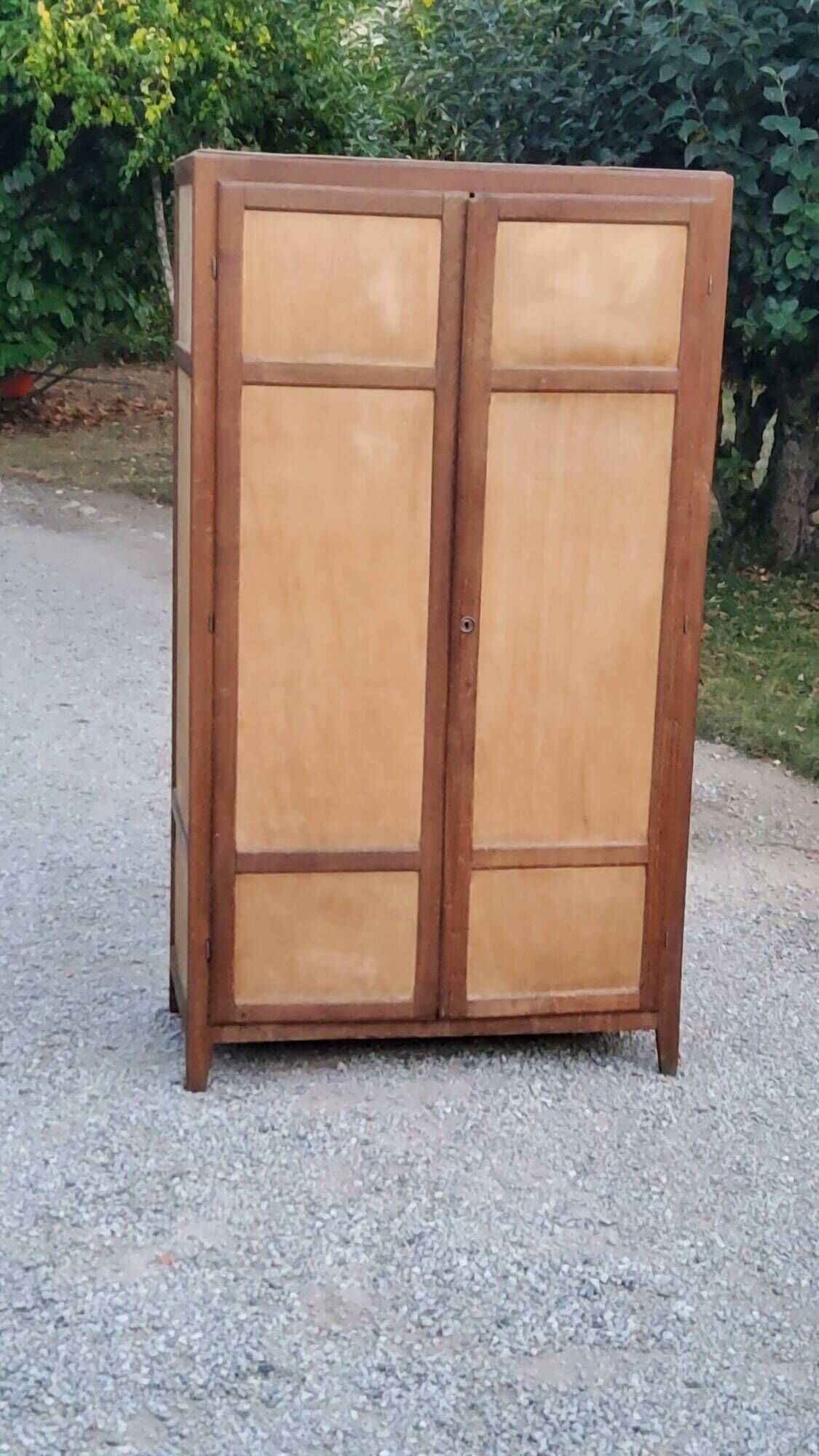 Parisian 2-door wardrobe in oak and poplar from the 1950s