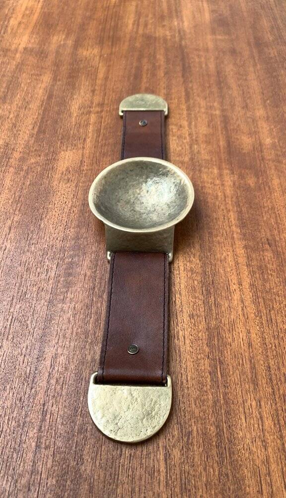 Mid-Century Bronze and Leather Armrest Bowl or Ashtray, 1960s