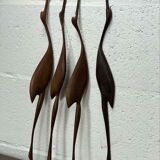 set of 4 vintage wooden wall sculptures / birds