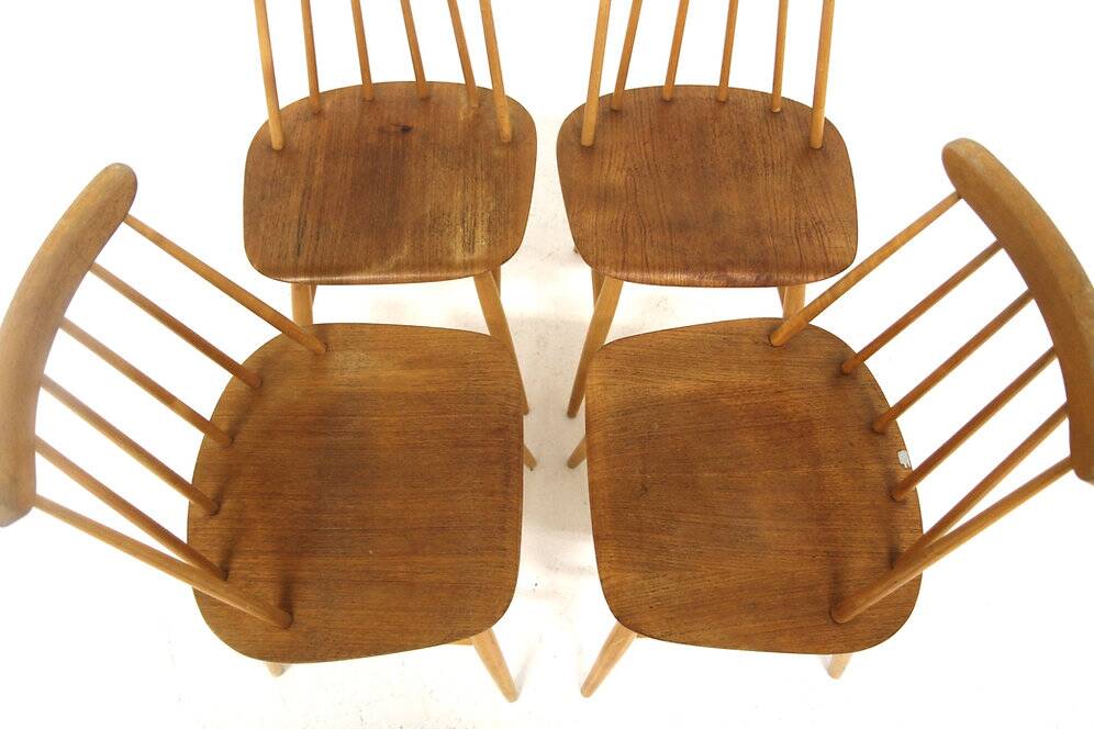 Set of 4 "Fanett" teak chairs by Ilmari Tapiovaara, Sweden, 1960