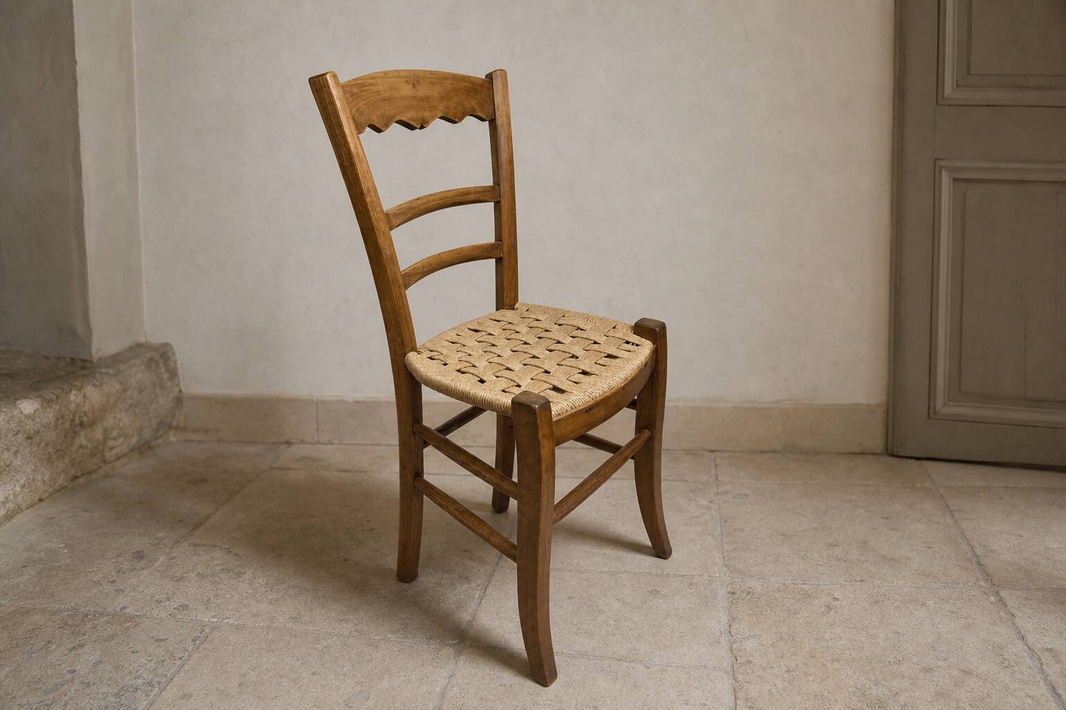 19th-century peasant chair restored – handmade Danish cord weaving