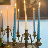 Pair of 5-light candlesticks in gilded metal, Classic style.