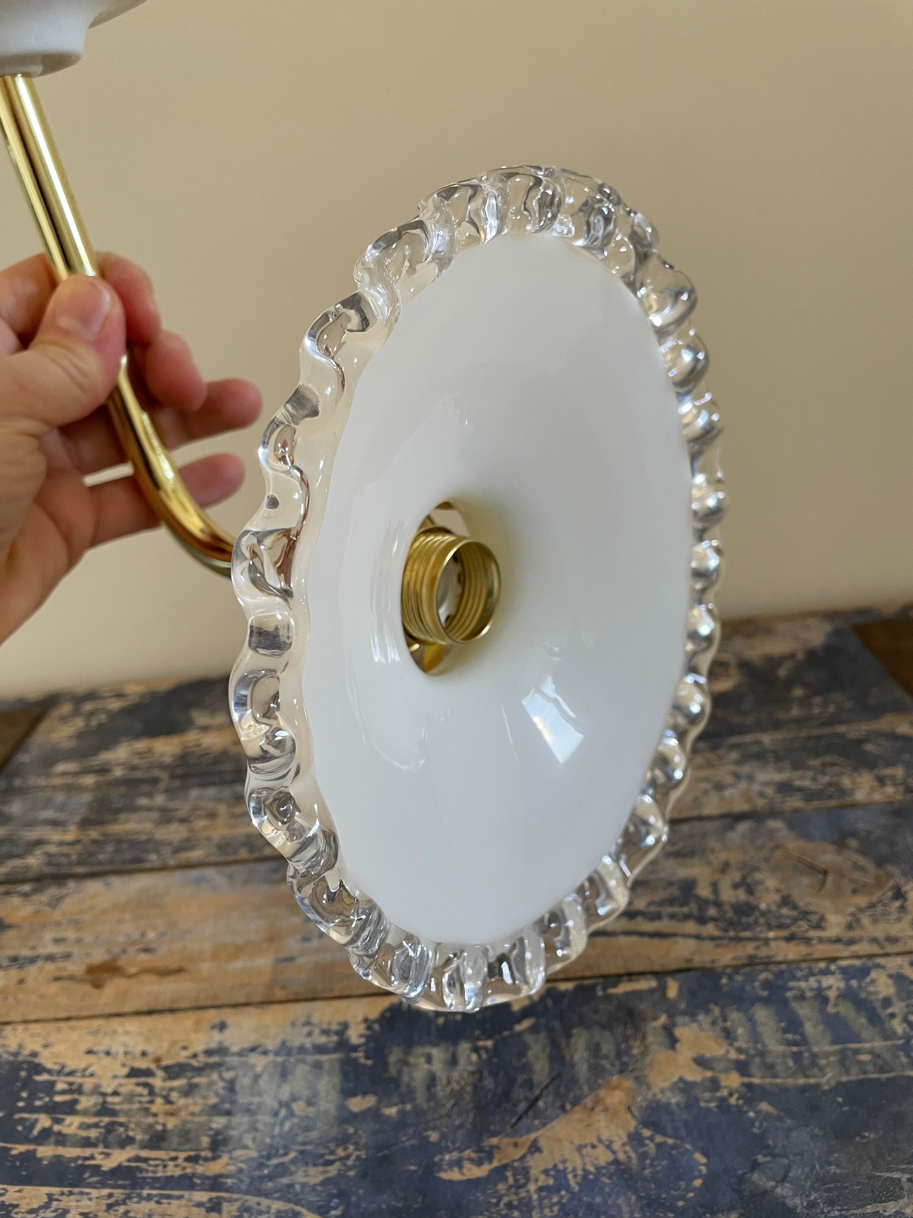 Vintage wall lamp in white opaline electrified to nine