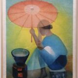Lithograph "The Seller with the Parasol", Louis Toffoli (1907-1999)