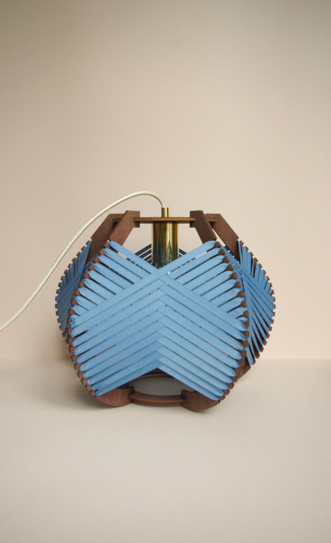 Large blue woven lamp to install