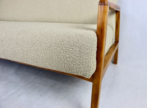 Ensemble de canapé et fauteuil boucle beige vintage, années 1970