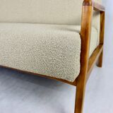 Set of vintage beige boucle sofa and armchair, 1970s