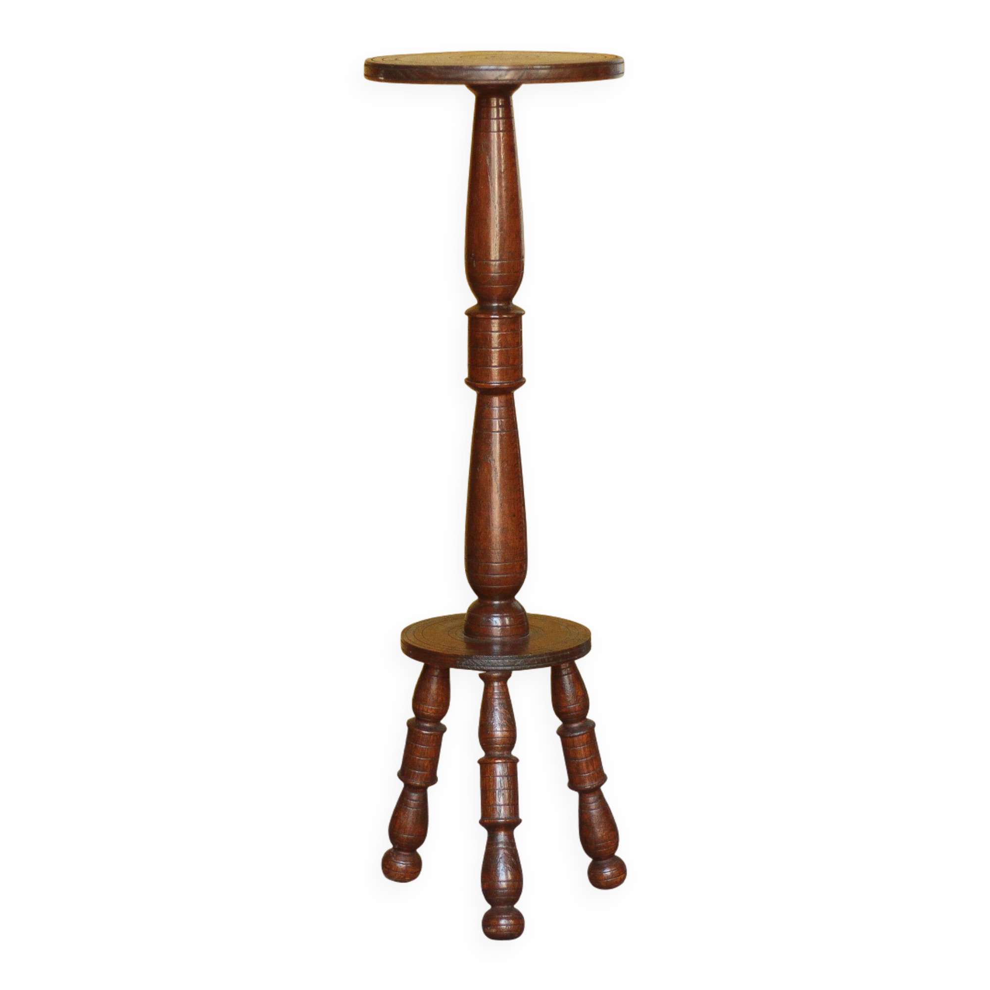 vintage wooden pedestal, Art Deco pedestal, column wood