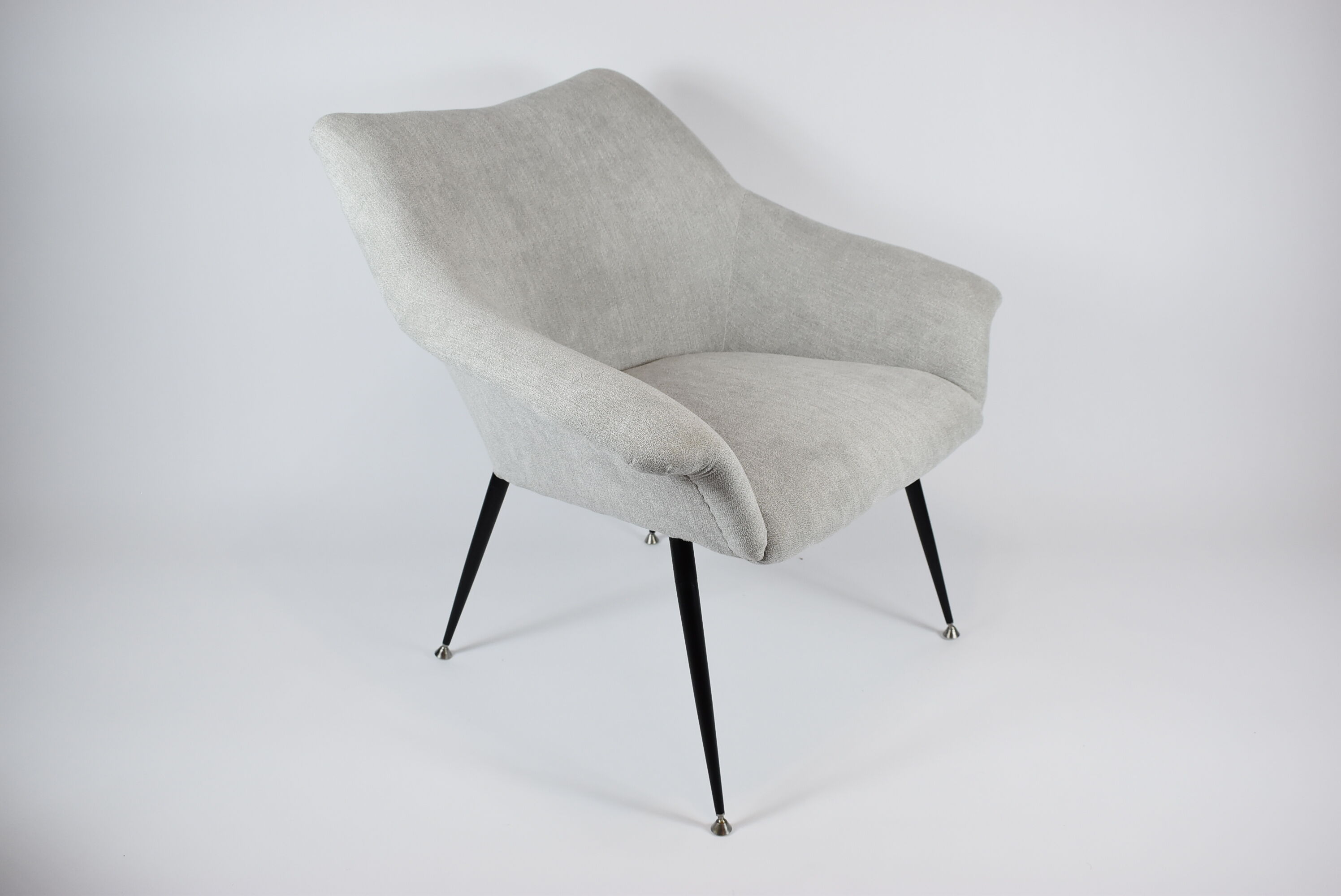 Vintage armchair "Shell", upholstered, Germany, 60s, grey fabric