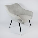 Vintage armchair "Shell", upholstered, Germany, 60s, grey fabric