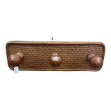 Triple coat rack in brown rattan