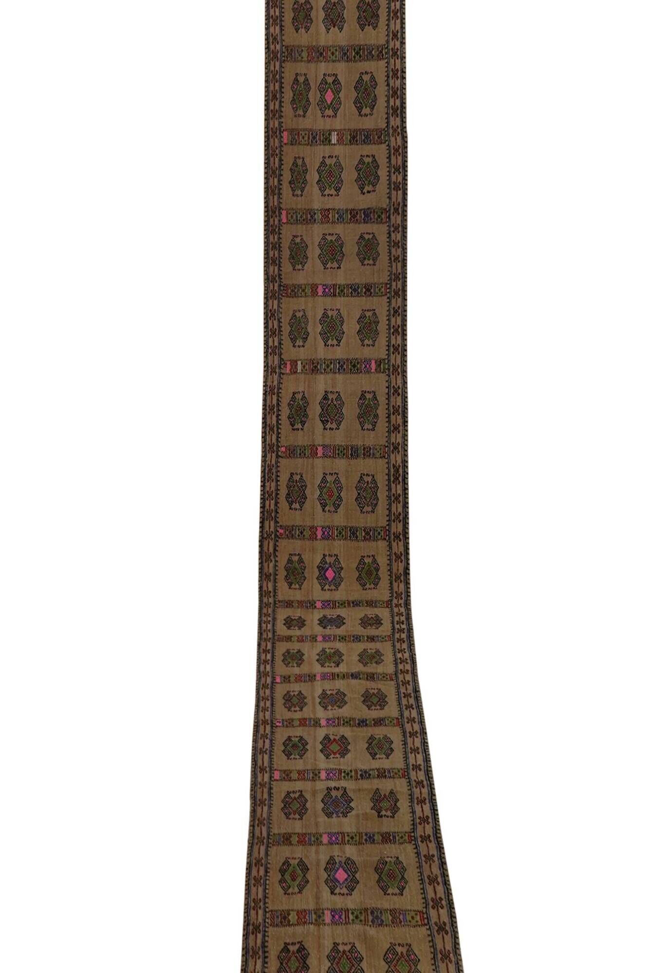 Vintage Turkish hallway rug 58x652 cm