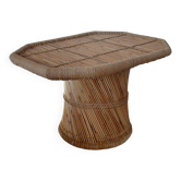 Table basse vintage corde tressée bambou-style Audoux Minet/Années  70