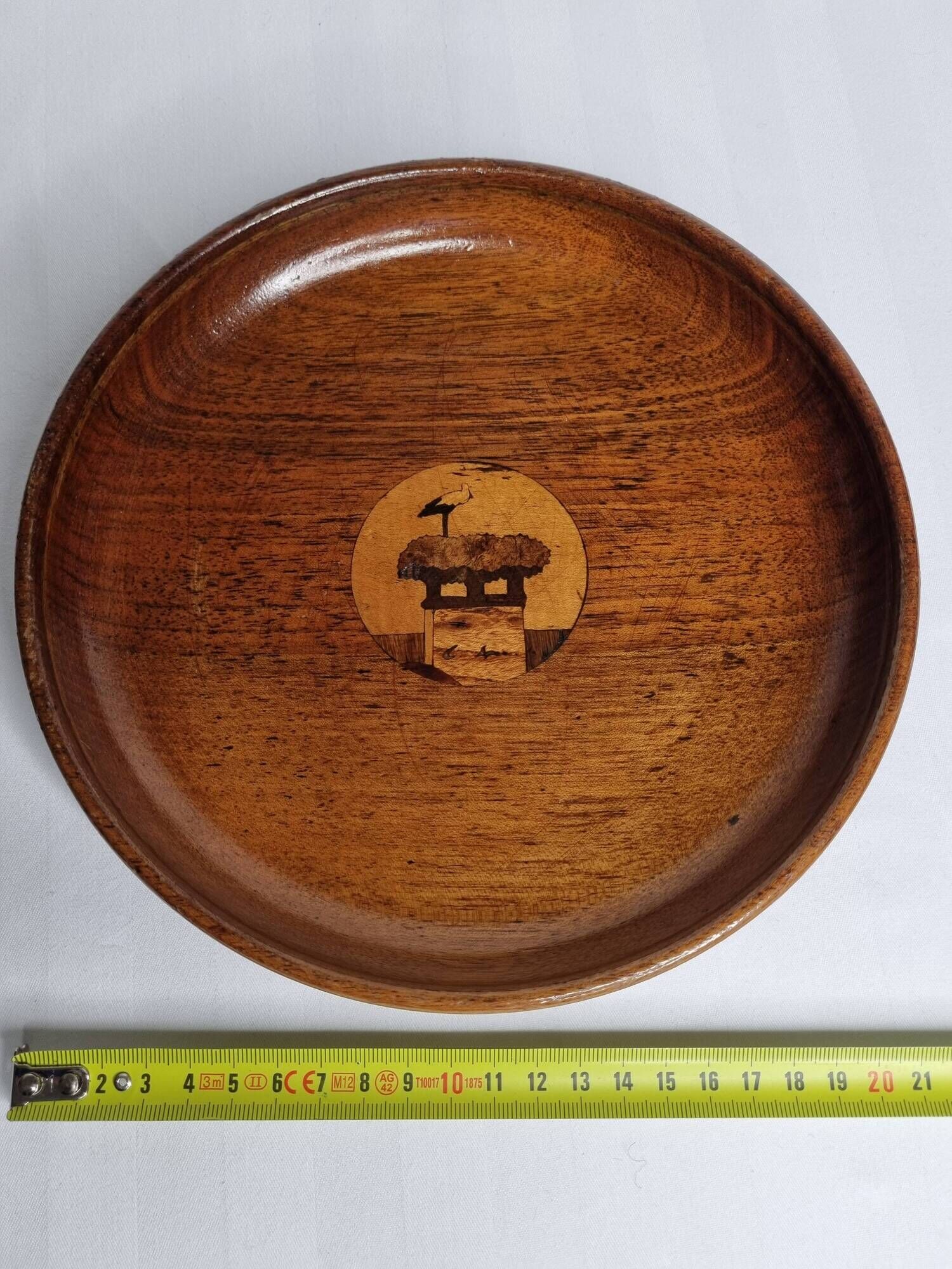 Decorative wooden and marquetry dish by charles spindler, 1920-30