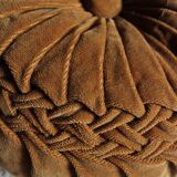 Velvet cushion rosette bronze camel braided