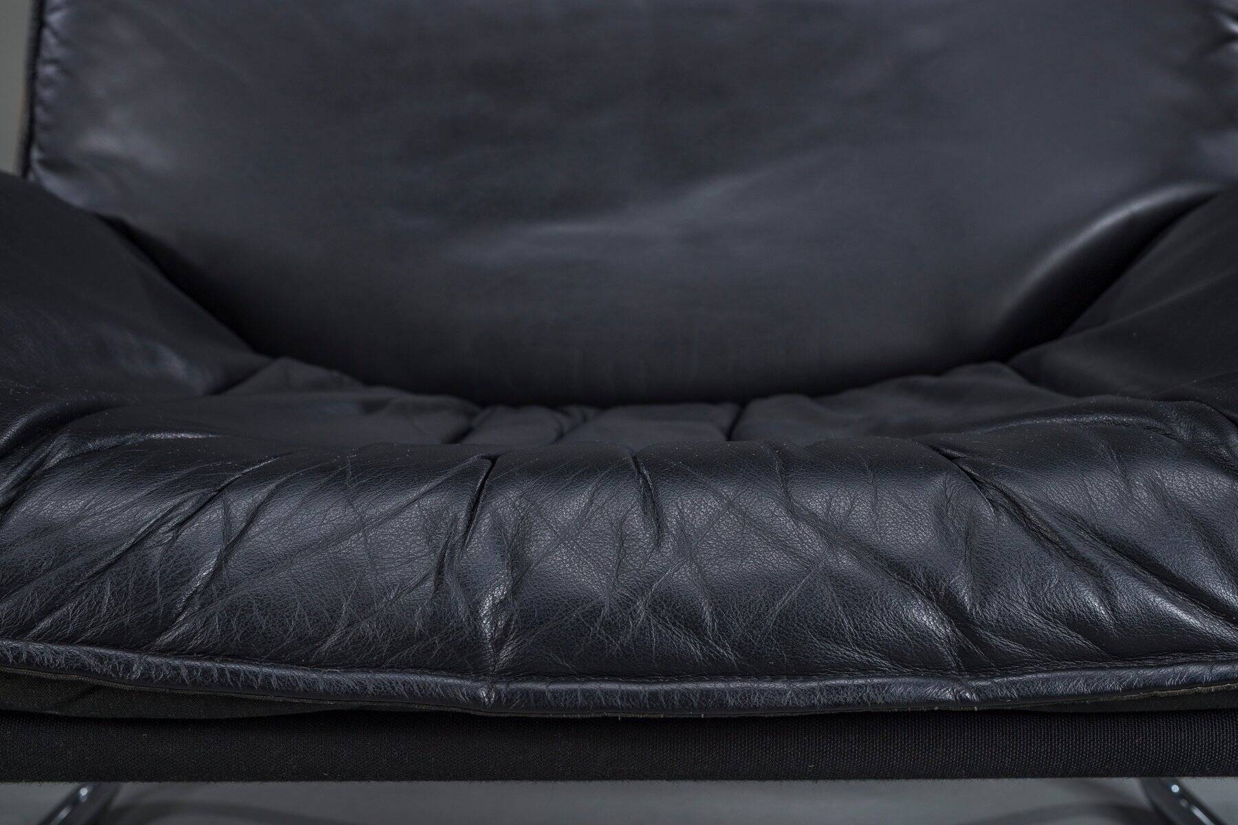 Bauhaus lounge chair in black leather attributed to Johan Bertil Häggström for Swed-Form / Ikea, Sweden, 1970s