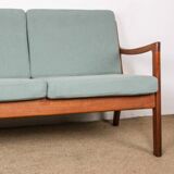 Danish 3-seater sofa in teak and new fabric, Senator model Ole Wanscher, France & Son.