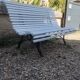 Antique garden bench with cast iron legs