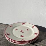 4 old Luneville flower plates