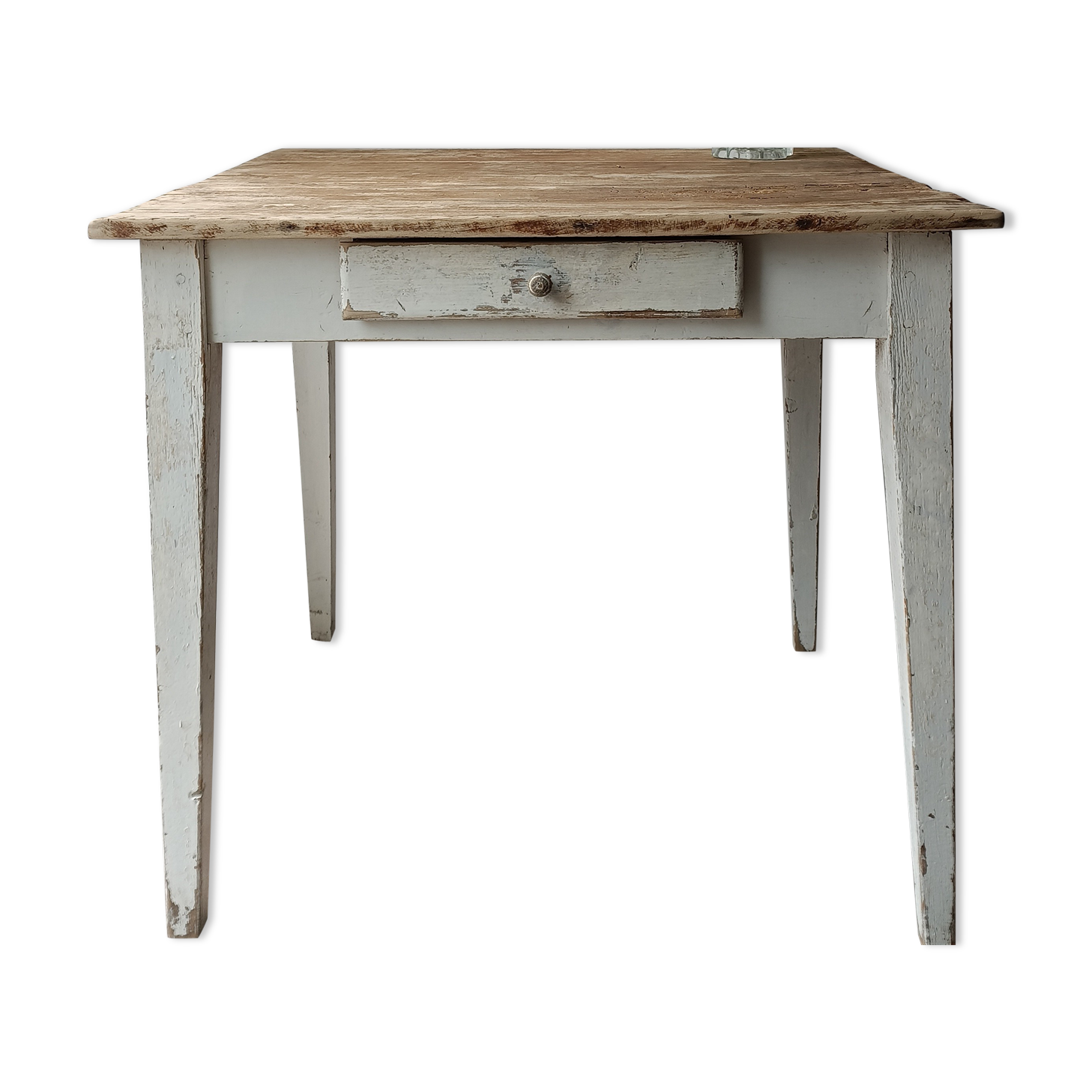 Table bois patiné 1 tiroir