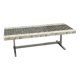 Vintage coffee table in chromed metal and ceramic