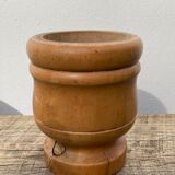 Small solid wood pot cache / vintage ethnic vase