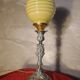 bronze lamp in Rococo style with yellow-green opaline ball, superb, electrical works fine