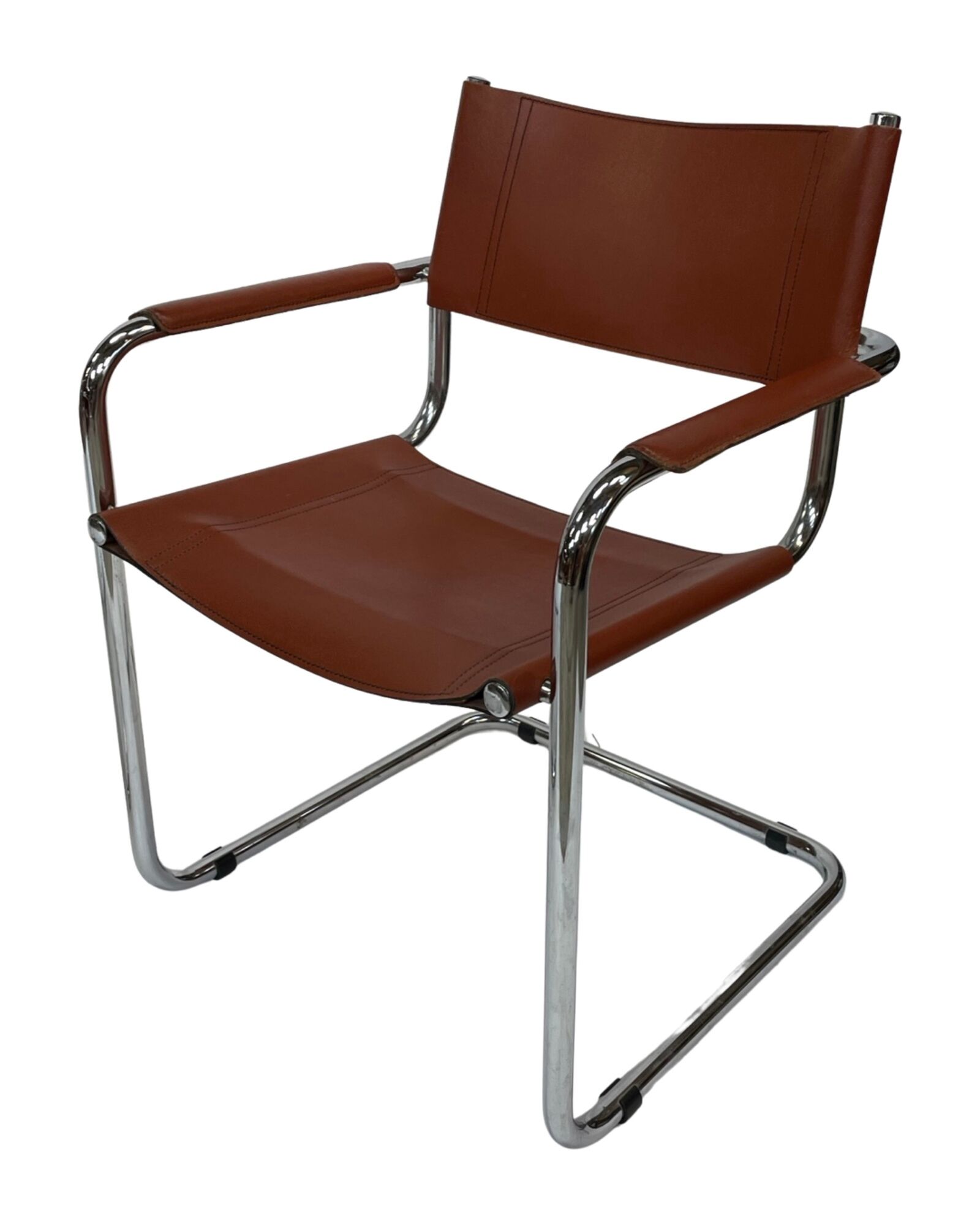 Set of 4 Bauhaus cantilever chairs cognac leather and chrome Design