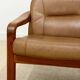vintage camel leather and wood 2-seater sofa – 1970s