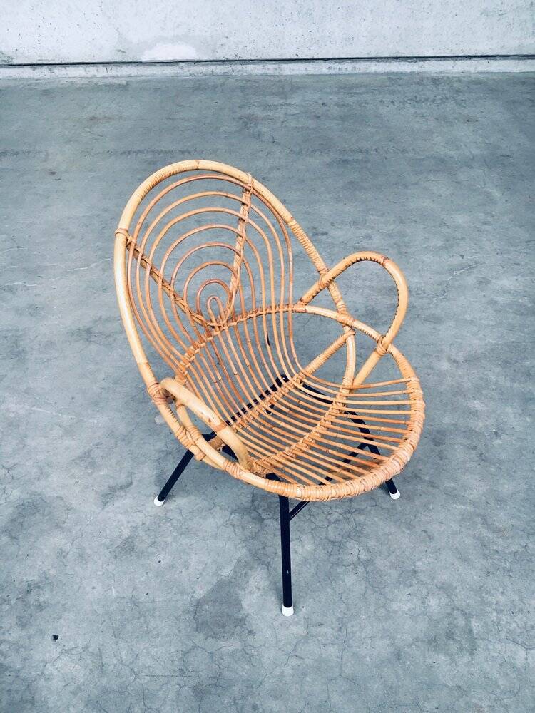 Set of Rattan Lounge Chairs attributed to Rohe Noordwolde, 1960s