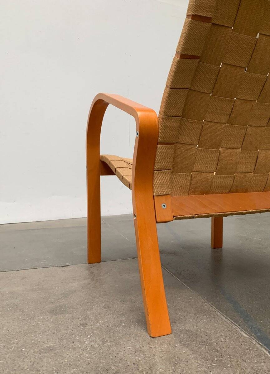 Vintage Scandinavian wooden armchair set