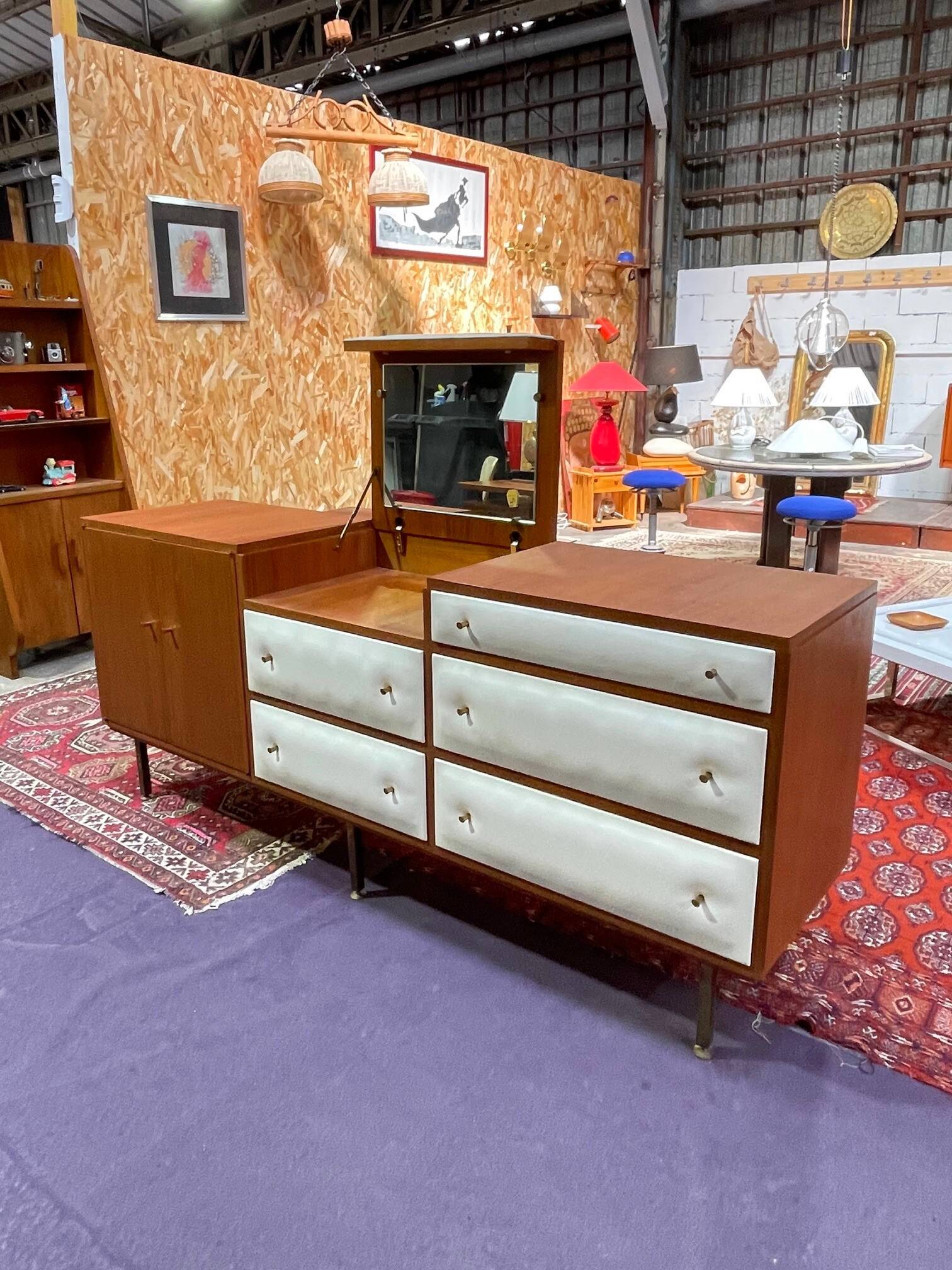 Vintage teak enfilade by Roger Landault for Regy, 1960s.