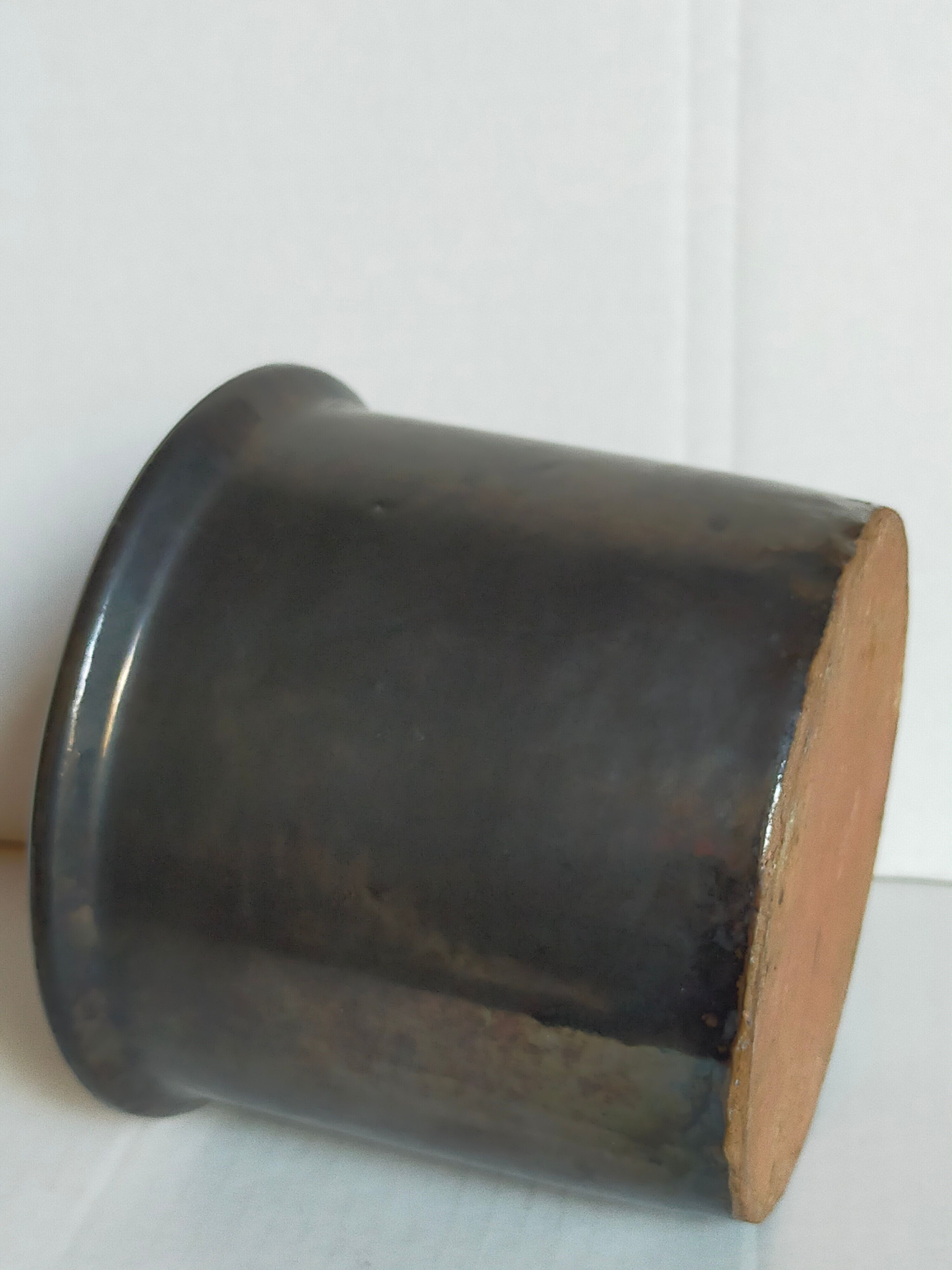 Vintage black glazed earthenware pot